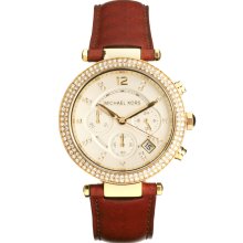 Michael Kors Brown Leather Strap Chronograph Watch Brown