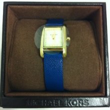 Michael Kors Ladies Navy Leather Band Square Watch Style:mk2271 Msrp $140.00