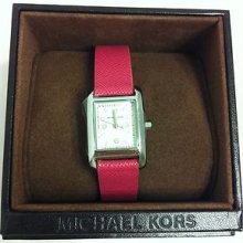 Michael Kors Ladies Pink Leather Band Square Watch Style:mk2267 Msrp $120.00