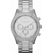 Michael Kors Layton Glam Silver Tone Crystal Chronograph WATCH MK5667