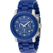 Michael Kors Michael Kors Oversized Blue PU Runway Watch MK8104