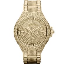 Michael Kors Mid-Size Golden Stainless Steel Camille Three-Hand Glitz