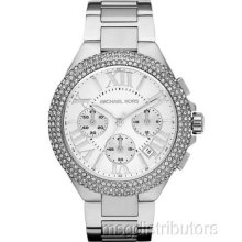 Michael Kors Mk5634 Ladies Silvertone Crystal Bezel Chrono Watch