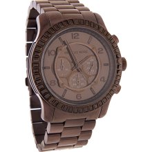 Michael Kors Runway Ladies XL 45mm Chocolate Crystal Chronograph Watch MK5543