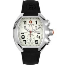 Michele S/s White Dial Quartz Watch On Rubber Strap