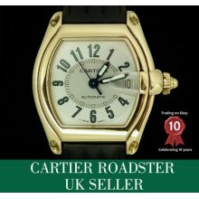 Mint 18ct Solid Gold Gents Cartier Roadster Ref 2524 - Uk Dealer Facilities