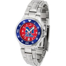 Mississippi (Ole Miss) Rebels Competitor AnoChrome Ladies Watch with Steel Band and Colored Bezel