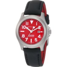 Momentum Ladies 1M-Sp01r12b Atlas Red Dial Black Touch Leather Watch