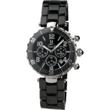 Momentus Stainless Steel and Ceramic Black Dial Chronograph Women ...