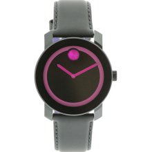 Movado Bold Large Black Leather Unisex Watch 3600053