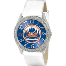 N.Y. Mets wrist watch : New York Mets Ladies Stainless Steel Analog Glitz Watch