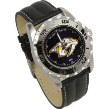 Nashville Predator wrist watch : Nashville Predators Game Time Leather Watch - Black