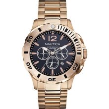 Nautica N27524g Dive Chrono Rose Gold Tone Bracelet Men's Watch