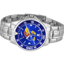 NCAA University of Kansas Mens Stainless Watch COMPM-AC-KSJ - DEALER