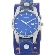 Nemesis Men's Stainless Steel Blue Leather Watch (Stainless Steel)