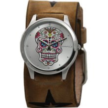 Nemesis Women's Sugar Skull Leather Cuff