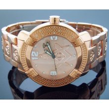 New Aqua Master Men's 20 Diamonds Rose Gold Case Watch