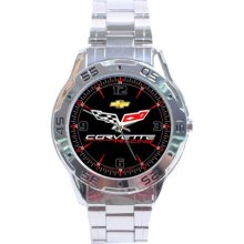 New Chevrolet CORVETTE Racing Logo Stainless Steel Watch