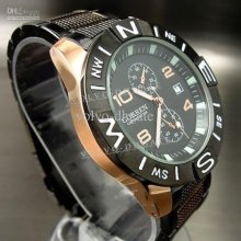 New Clock Black Hours Date Dial Sport Men Military Army Steel Wrist