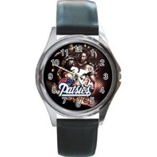 New England Patriots Unisex Silver-Tone Round Metal Watch 05