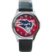 New England Patriots Unisex Silver-Tone Round Metal Watch 17