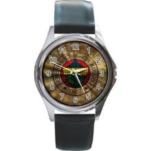 NEW* HOT FENERBAHCE SK LOGO Round Metal Watch - Leather - Silver