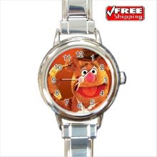 NEW* HOT FOZZIE BEAR THE MUPPETS Round Italian Charm Wrist Watch - Metal - Silver