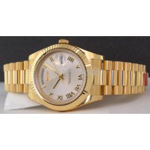 New Luxury Lls Automatic Mens Watch 18kt Gold President Jumbo Day-da