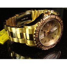 New Mens Invicta Beautiful Gold Tone 21 Jewel Automatic Ocean Ghost Pro Diver