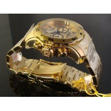 New Mens Invicta Beautiful 18 K Gold Plated Rare Scuba Pro Diver Swiss Chrono