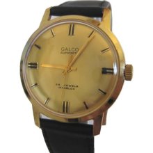 New old stock big automatic Galco gold plated men's Swiss watch 25 jewels