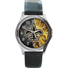 New Orleans Saints Unisex Silver-Tone Round Metal Watch 10