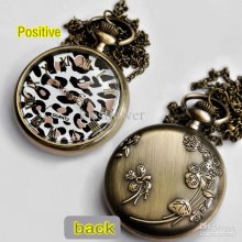 New Selling Fashion L Size Leopard Design Pocket Watch Necklace, Swe