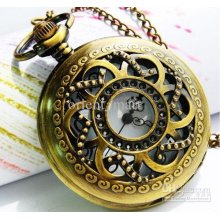 New Vintage Pierced Pocket Watch Cyclone Flower Archaic Pendant Neck