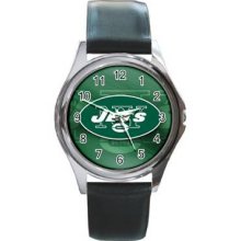 New York Jets Unisex Silver-Tone Round Metal Watch 02