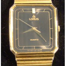 Nice Gold Tone Square Black Face Lorus Watch