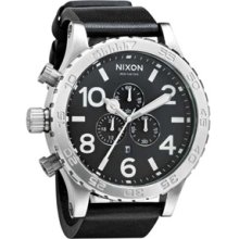 Nixon 51-30 Chrono Black Leather Watch - Black regular