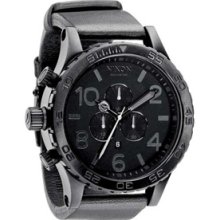 Nixon 51-30 Chrono All Black Leather Watch - Black regular