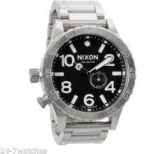 Nixon 51-30 Tide Black Silver Stainless Steel Skate Surf Dive Watch A057 000