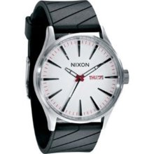 Nixon Men's A027100-00 Black Polyurethane Quartz Watch with White Dial