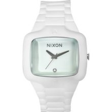 Nixon Men's Player Quartz Square Case White Rubber Strap Watch