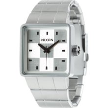 Nixon Quatro Watch - Men's Sanded Steel/White, One Size