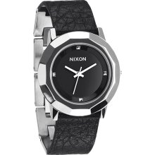 Nixon Women's Bobbi A341000-00 Black Leather Quartz Watch with Black Dial