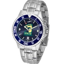 North Carolina (Wilmington) Seahawks Competitor AnoChrome Men's Watch with Steel Band and Colored Bezel