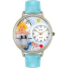 Nurse Angel Baby Blue Leather And Silvertone Watch #U0620030 ...