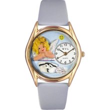 Nurse Angel Baby Blue Leather And Goldtone Watch #C0610007