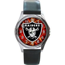 Oakland Raiders Unisex Silver-Tone Round Metal Watch 14