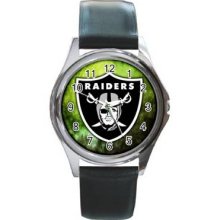 Oakland Raiders Unisex Silver-Tone Round Metal Watch 15