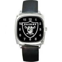 Oakland Raiders Unisex Silver-Tone Square Metal Watch 04