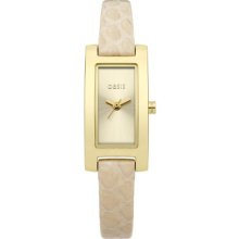 Oasis Women's Quartz Watch With Gold Dial Analogue Display And Beige Stainless Steel Plated Strap B1277